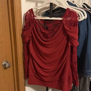 Scarlet Darkness Red Layered Lace Top